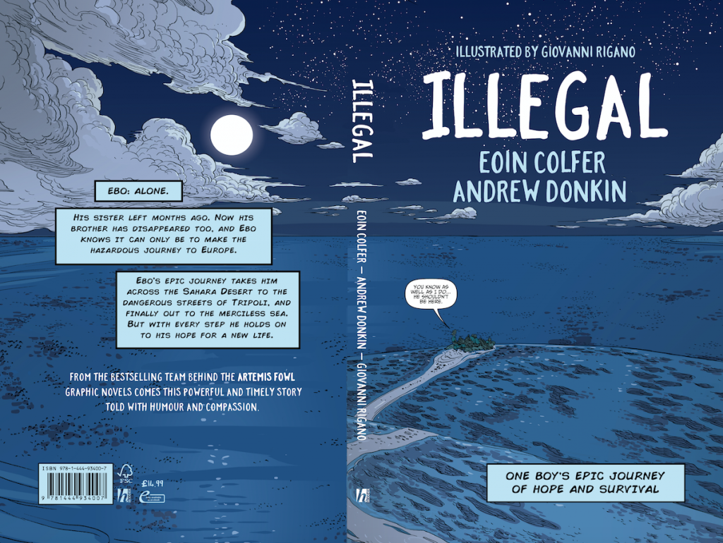 The beautiful cover of our graphic novel, Illegal.